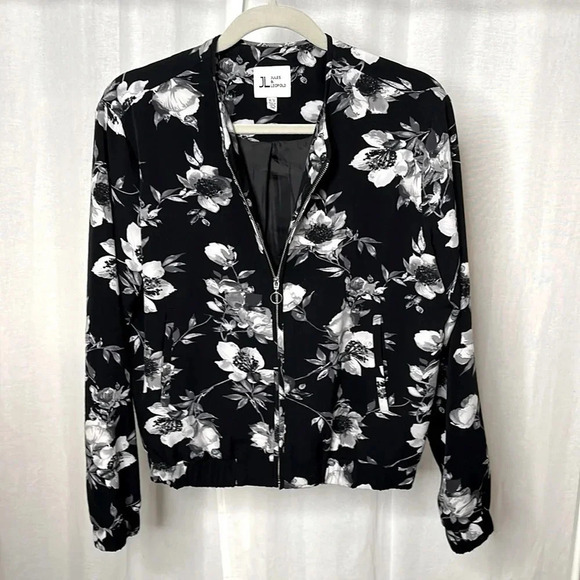 JULES & LEOPOLD Floral Lined Bomber Jacket with Pockets, Size M - Picture 6 of 10